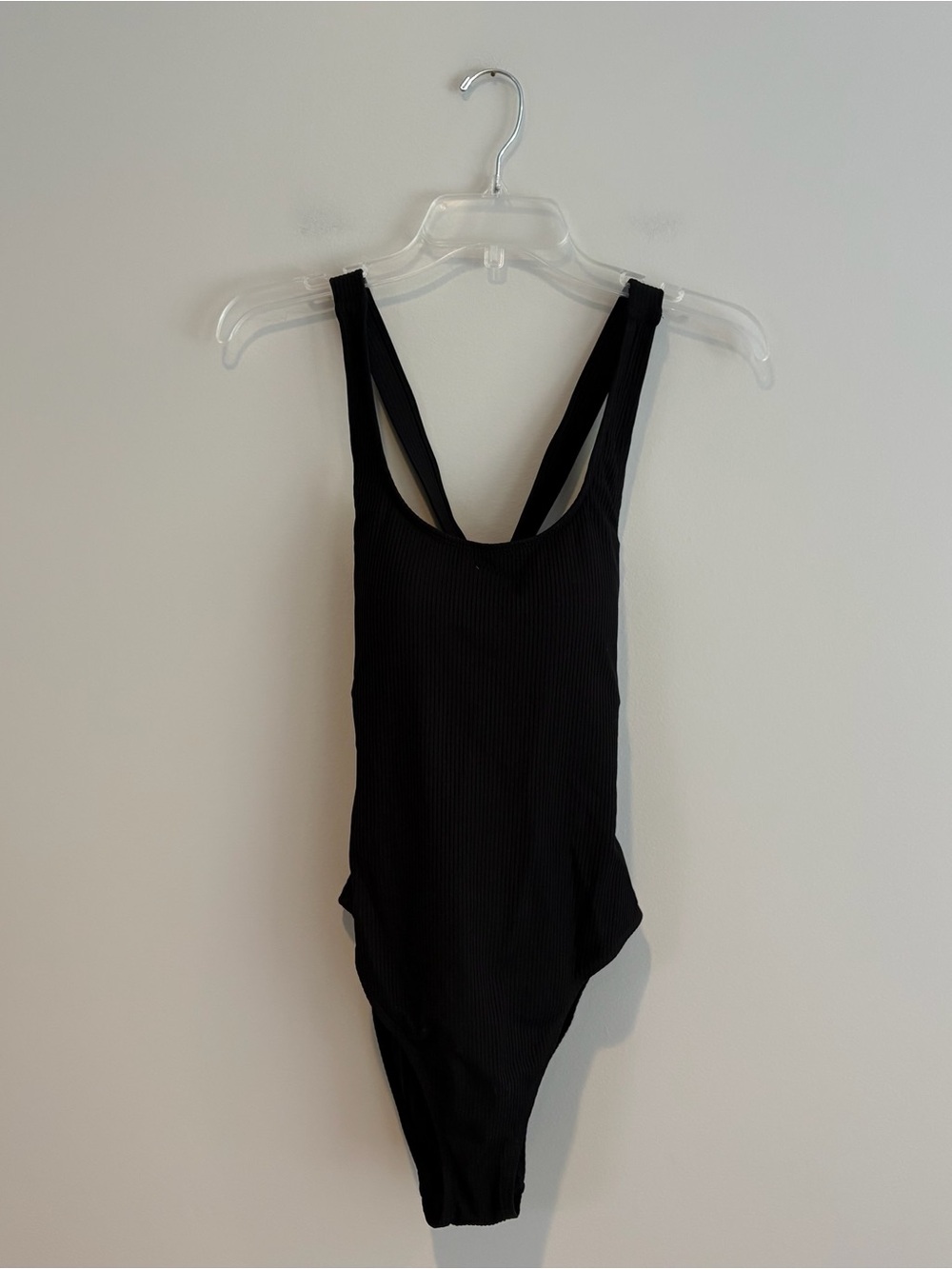 Andie Black Ribbed One-Piece Swimsuit Size MT